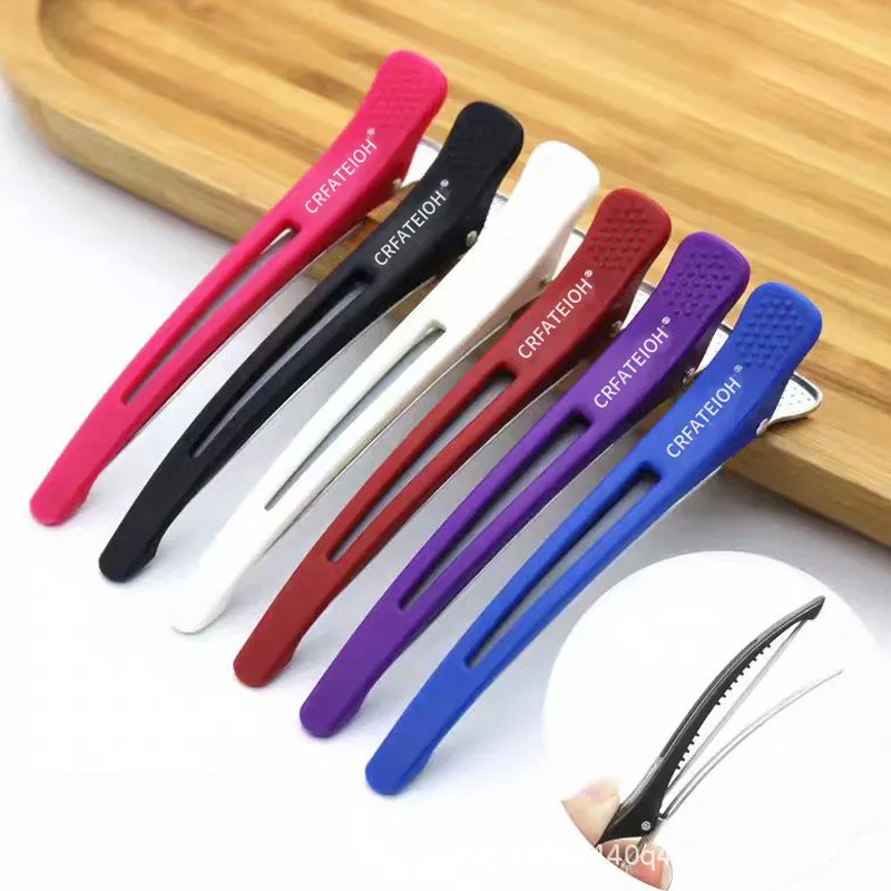 Crocodile Clip Set - กิ๊บหนีบผมแบบไม่โค้งงอ 6 ชิ้น/ชุด กิ๊บหนีบผมแบบจระเข้ อุปกรณ์จัดแต่งทรงผมสำหรับร้านทำผม อุปกรณ์เสริมจัดแต่งทรงผม
