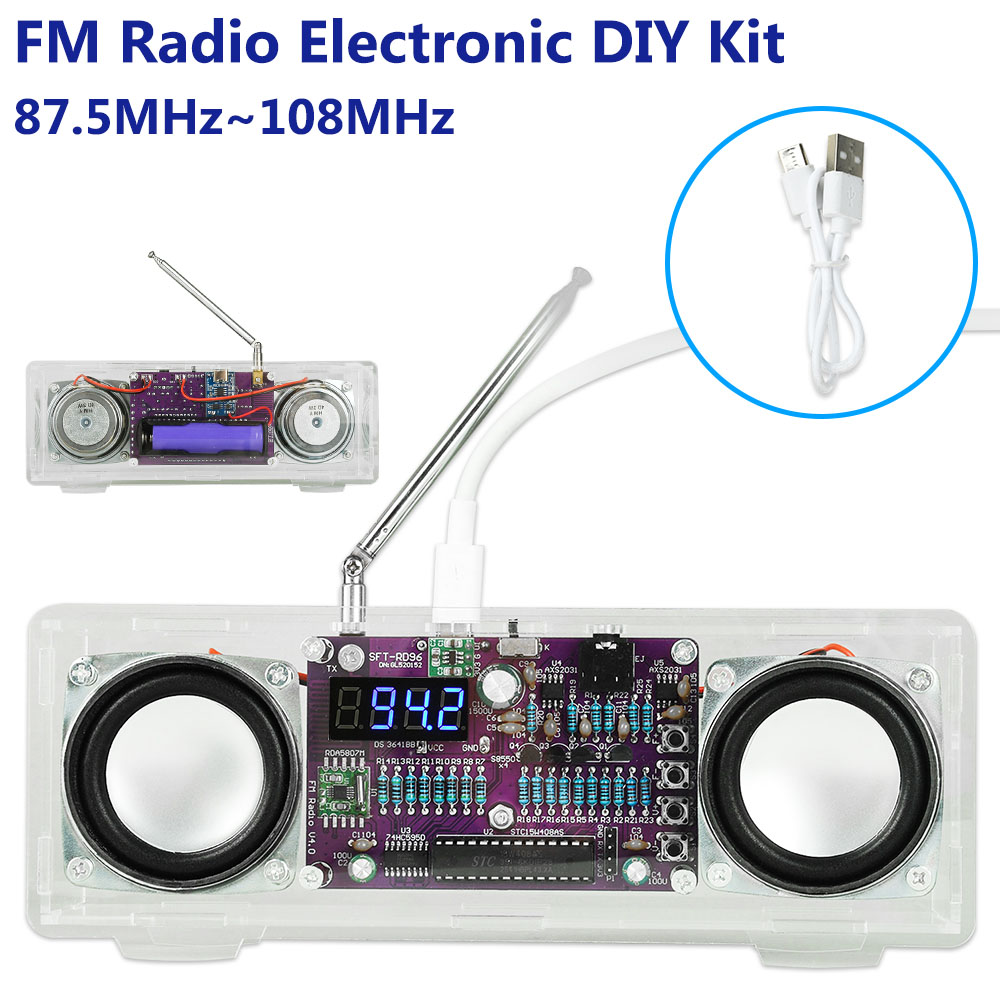Diy Electronics Youtube Channel - ชุดอุปกรณ์วิทยุ FM อิเล็กทรอนิกส์ 87.5MHz~108MHz สำหรับฝึกหัดการบัดกรี ชุด