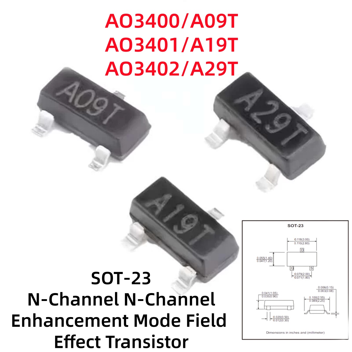 Diy Electronics Youtube Channel - 100-500 ชิ้น AO3400/A09T AO3401/A19T AO3402/A29T N-Channel