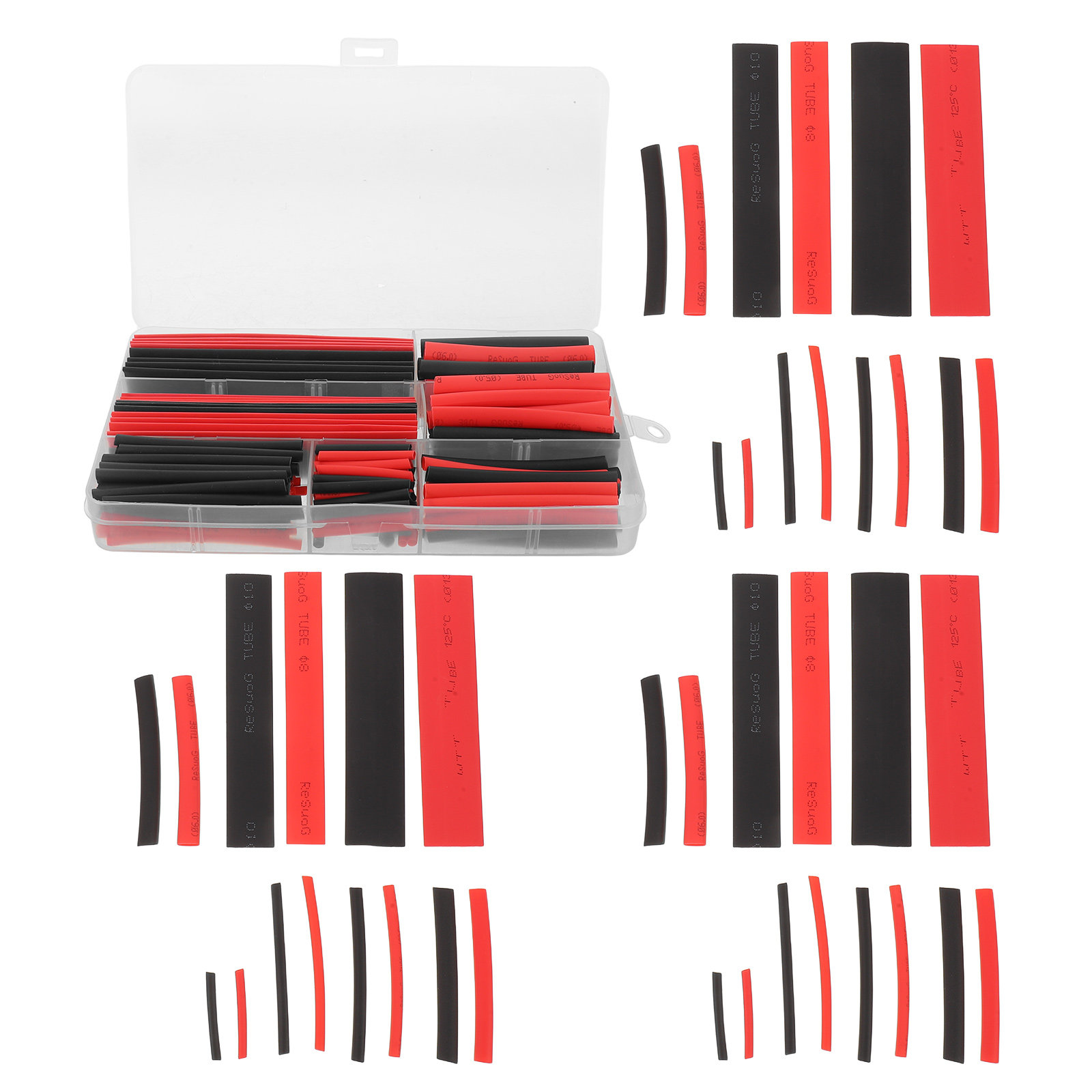 Heat Shrink Tubing - ท่อหดความร้อน 300 ชิ้น สีดำแดง โพลีโอเลฟิน สำหรับหุ้มสายไฟฟ้า