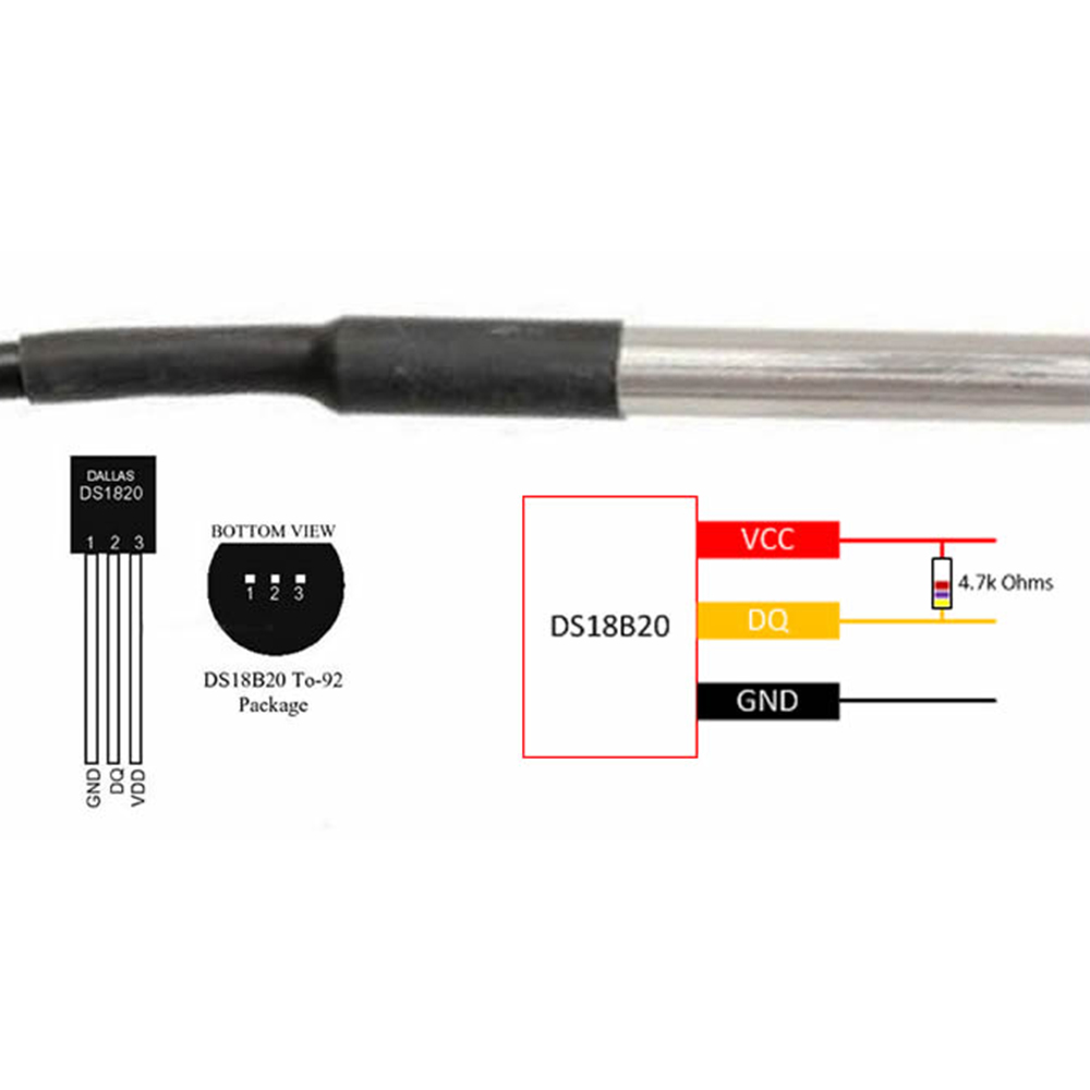 1PCS กันน้ํา DS18B20 ด้ายอุณหภ - Ds18B20 Temperature Sensor บทวิจารณ์และราคา